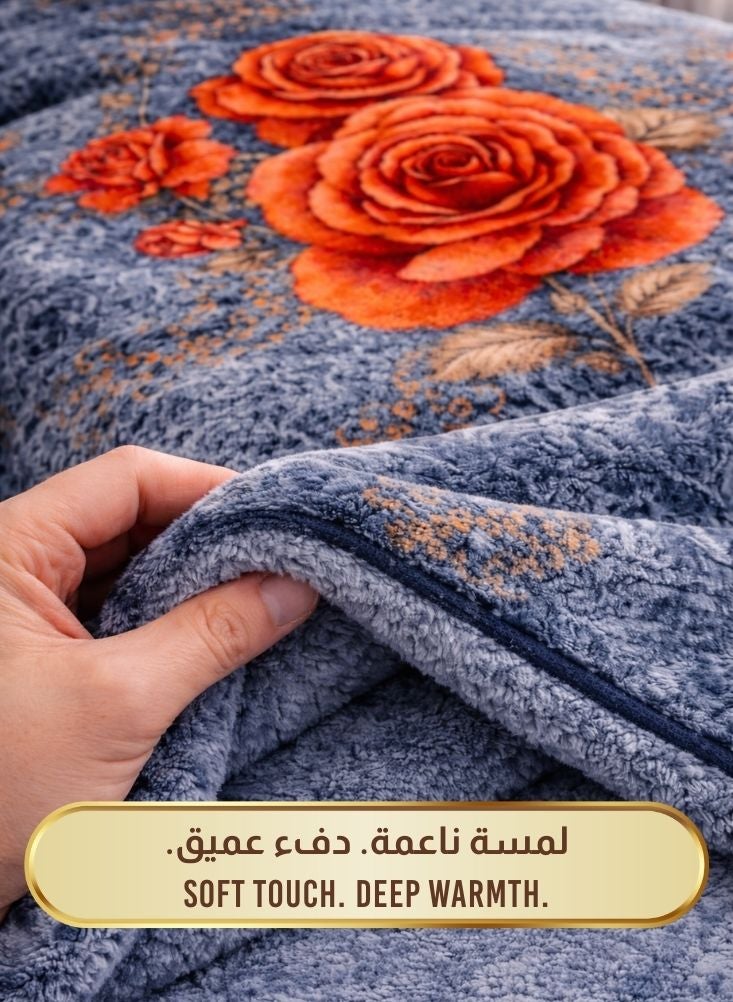 Premium 6kg Super Soft Grey Floral Blanket – Heavy Premium Warm Mink Blanket with Rose Pattern - Image 5